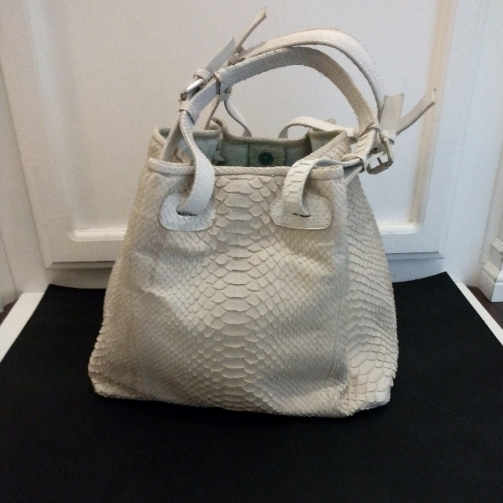 Vero Pitone Albino White Python Snake Skin Handbag